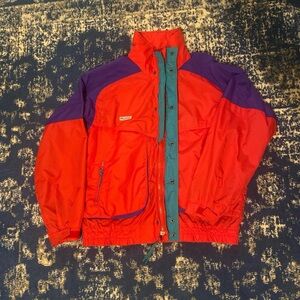 Columbia Men's Red Purple Green Powder Keg Lined Winter Coat Jacket Vintage L